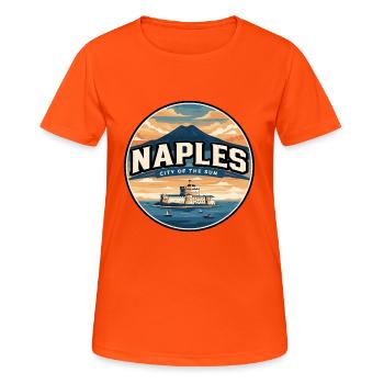 Insigne rétro du mont Vésuve de Naples - T-shirt respirant Femme - orange néon - Devant - AI Model Female 172 dark (172cm)