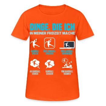 Handball Handballer Handball Trainer Fan Geschenk - Frauen T-Shirt atmungsaktiv - Neonorange - Vorne - AI Model Female 172 dark (172cm)