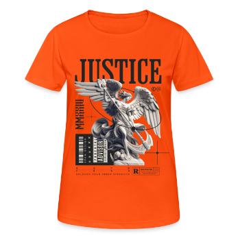 Justice Angel Statue: Urban Dark Aesthetic - Women's Breathable T-Shirt - neon orange - Front - AI Model Female 172 dark (172cm)