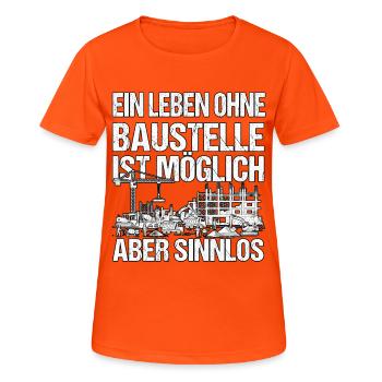 Lustiges Bauarbeiter Design - Frauen T-Shirt atmungsaktiv - Neonorange - Vorne - AI Model Female 172 dark (172cm)