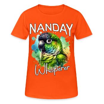 Nandaysittich Flüsterer - Frauen T-Shirt atmungsaktiv - Neonorange - Vorne - AI Model Female 172 dark (172cm)