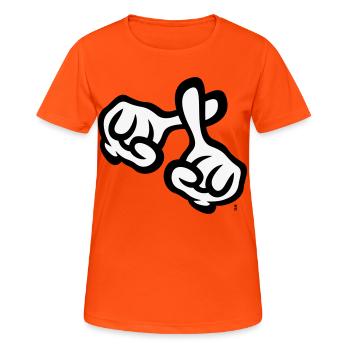 Croisons les doigts (mains / croix / Bible / religion, 2C) - T-shirt respirant Femme - orange néon - Devant - AI Model Female 172 dark (172cm)