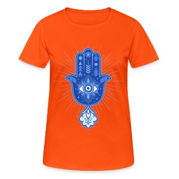Spiritualität Meditation Heiliges Geometrie-Symbol - Frauen T-Shirt atmungsaktiv - Neonorange - Vorne - AI Model Female 172 dark (172cm)