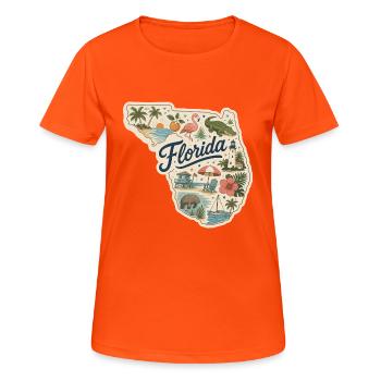 Florida Sunshine State Vintage Strandaufkleber - Frauen T-Shirt atmungsaktiv - Neonorange - Vorne - AI Model Female 172 dark (172cm)
