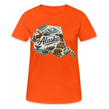 Alaska State Vintage Reise-Souveniraufkleber - Frauen T-Shirt atmungsaktiv - Neonorange - Vorne - AI Model Female 172 dark (172cm)