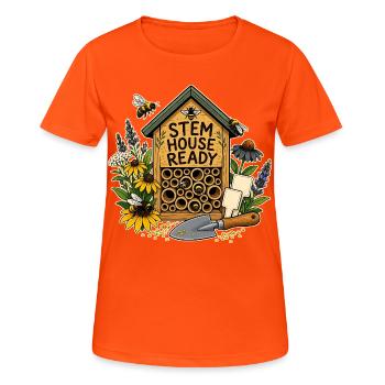 STEM HOUSE READY Pflanzen - Frauen T-Shirt atmungsaktiv - Neonorange - Vorne - AI Model Female 172 dark (172cm)