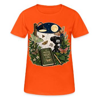 MOTH NIGHT LOG - Women's Breathable T-Shirt - neon orange - Front - AI Model Female 172 dark (172cm)