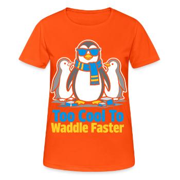 Too Cool To Waddle Faster - Frauen T-Shirt atmungsaktiv - Neonorange - Vorne - AI Model Female 172 dark (172cm)