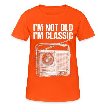 Nicht alt, ich bin Klassiker: Vintage Radio - Frauen T-Shirt atmungsaktiv - Neonorange - Vorne - AI Model Female 172 dark (172cm)