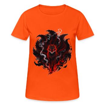 Flammenfuchs im Rauchkreis - Frauen T-Shirt atmungsaktiv - Neonorange - Vorne - AI Model Female 172 dark (172cm)