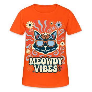 Meowdy Vibes Retro Katze - Frauen T-Shirt atmungsaktiv - Neonorange - Vorne - AI Model Female 172 dark (172cm)