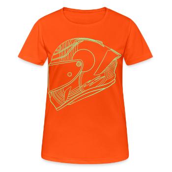 Helm - Frauen T-Shirt atmungsaktiv - Neonorange - Vorne - AI Model Female 172 dark (172cm)