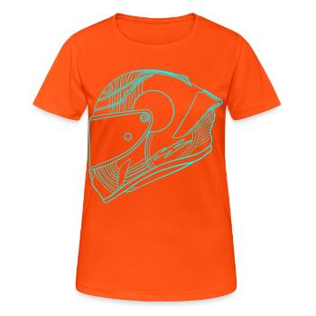 Helm - Frauen T-Shirt atmungsaktiv - Neonorange - Vorne - AI Model Female 172 dark (172cm)