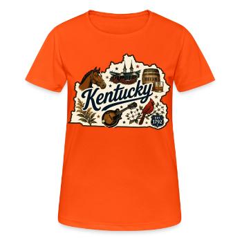 Vintage-Kentucky Bluegrass-Bourbon-Aufkleber - Frauen T-Shirt atmungsaktiv - Neonorange - Vorne - AI Model Female 172 dark (172cm)