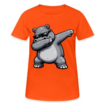 Dabbing Nilpferd - Frauen T-Shirt atmungsaktiv - Neonorange - Vorne - AI Model Female 172 dark (172cm)