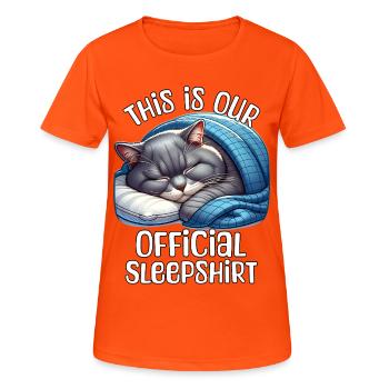 Britisch Kurzhaar Katze Schlafshirt - Frauen T-Shirt atmungsaktiv - Neonorange - Vorne - AI Model Female 172 dark (172cm)