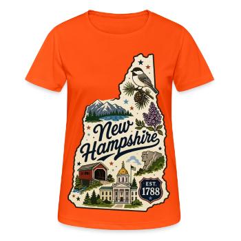 Autocollant de la fierté vintage de l’État du New Hampshire - T-shirt respirant Femme - orange néon - Devant - AI Model Female 172 dark (172cm)