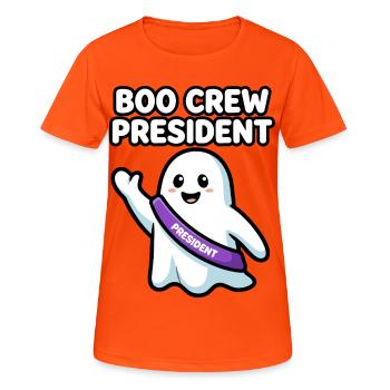 Boo Crew President Halloween Geist - Frauen T-Shirt atmungsaktiv - Neonorange - Vorne - AI Model Female 172 dark (172cm)
