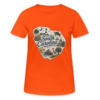 Autocollant vintage Palmetto State de Caroline du Sud - T-shirt respirant Femme - orange néon - Devant - AI Model Female 172 dark (172cm)