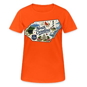 North Carolina Tar Heel State Vintage Sticker - Women's Breathable T-Shirt - neon orange - Front - AI Model Female 172 dark (172cm)