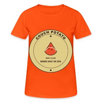 Couch Potato Laufclub Motiv - Frauen T-Shirt atmungsaktiv - Neonorange - Vorne - AI Model Female 172 dark (172cm)
