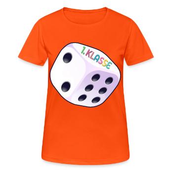Würfel, 1. Klasse 2026 - Frauen T-Shirt atmungsaktiv - Neonorange - Vorne - AI Model Female 172 dark (172cm)