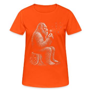 Bigfoot, Pusteblume, Löwenzahn, Naturliebhaber - Frauen T-Shirt atmungsaktiv - Neonorange - Vorne - AI Model Female 172 dark (172cm)