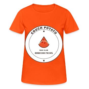 Couch Potato Laufclub Logo - Frauen T-Shirt atmungsaktiv - Neonorange - Vorne - AI Model Female 172 dark (172cm)