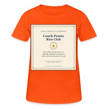 Couch Potato Running Club - Women's Breathable T-Shirt - neon orange - Front - AI Model Female 172 dark (172cm)