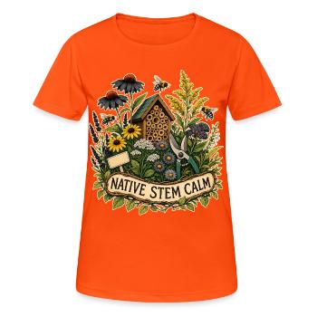 NATIVE STEM CALM Pflanzen - Frauen T-Shirt atmungsaktiv - Neonorange - Vorne - AI Model Female 172 dark (172cm)