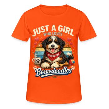 Einfach nur ein Mädchen, das Bernedoodles liebt - Frauen T-Shirt atmungsaktiv - Neonorange - Vorne - AI Model Female 172 dark (172cm)