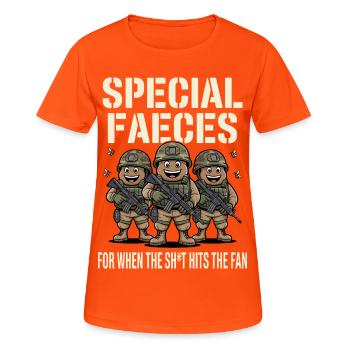 Des excréments spéciaux pour quand la frappe le ventilateur - T-shirt respirant Femme - orange néon - Devant - AI Model Female 172 dark (172cm)