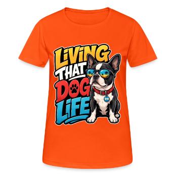 Boston Terrier - T-shirt respirant Femme - orange néon - Devant - AI Model Female 172 dark (172cm)
