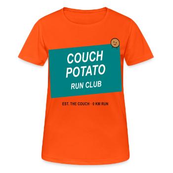 Couch Potato Laufclub - Frauen T-Shirt atmungsaktiv - Neonorange - Vorne - AI Model Female 172 dark (172cm)