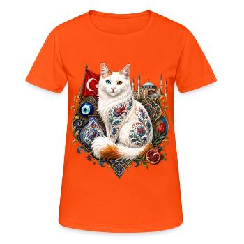 Osmanische Katze - Frauen T-Shirt atmungsaktiv - Neonorange - Vorne - AI Model Female 172 dark (172cm)