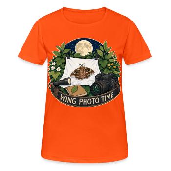 TEMPS DE PHOTO D’AILE - T-shirt respirant Femme - orange néon - Devant - AI Model Female 172 dark (172cm)