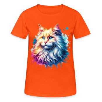 Motif du chat angora turc - T-shirt respirant Femme - orange néon - Devant - AI Model Female 172 dark (172cm)