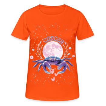 Krebsfrau – Astrologiegeschenk - Frauen T-Shirt atmungsaktiv - Neonorange - Vorne - AI Model Female 172 dark (172cm)