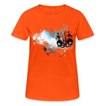 Frutiger Metro speakers - Floral Grunge Splash - Women's Breathable T-Shirt - neon orange - Front - AI Model Female 172 dark (172cm)