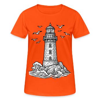 Moin Moin Norden - Maritime North German Design - Women's Breathable T-Shirt - neon orange - Front - AI Model Female 172 dark (172cm)