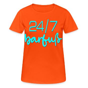 Barfuß Barfußläufer - Frauen T-Shirt atmungsaktiv - Neonorange - Vorne - AI Model Female 172 dark (172cm)