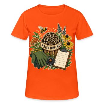 POLLEN TUBE CHECK Pflanzen - Frauen T-Shirt atmungsaktiv - Neonorange - Vorne - AI Model Female 172 dark (172cm)