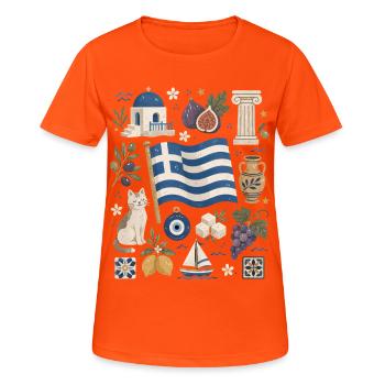Greece | Islands, Olives & Antiquity - Women's Breathable T-Shirt - neon orange - Front - AI Model Female 172 dark (172cm)