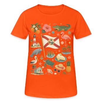 Floride | Soleil, Côte et Tropique - T-shirt respirant Femme - orange néon - Devant - AI Model Female 172 dark (172cm)