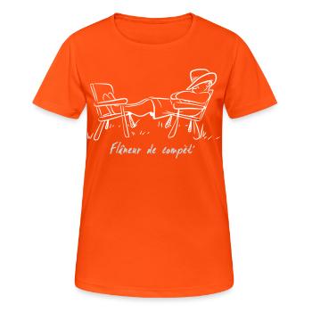 flaneur - T-shirt respirant Femme - orange néon - Devant - AI Model Female 172 dark (172cm)