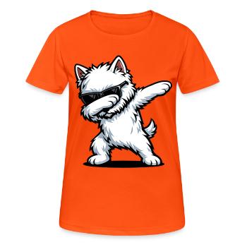 Dabbing West Highland White Terrier - Women's Breathable T-Shirt - neon orange - Front - AI Model Female 172 dark (172cm)