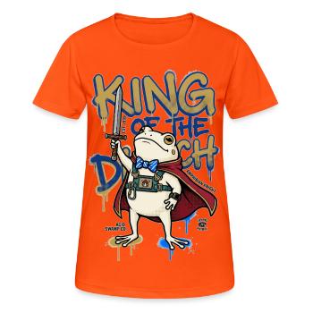 Frog King Ditch D20 RPG Amphibian Knight Art - Women's Breathable T-Shirt - neon orange - Front - AI Model Female 172 dark (172cm)