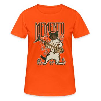 Memento Cat Fish Bone Mushroom Funny Vintage Art - Women's Breathable T-Shirt - neon orange - Front - AI Model Female 172 dark (172cm)