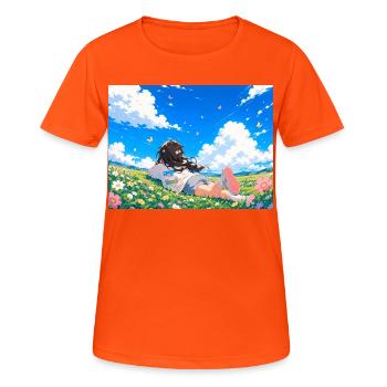 Rêves d’été sur la prairie fleurie - T-shirt respirant Femme - orange néon - Devant - AI Model Female 172 dark (172cm)