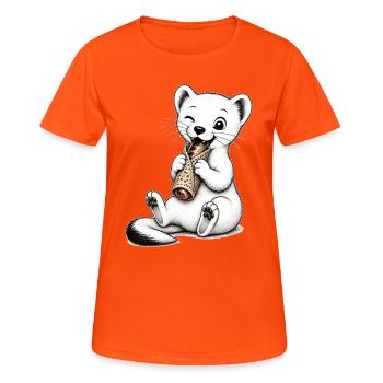 Vaelosek l hermine galette saucisse  - T-shirt respirant Femme - orange néon - Devant - AI Model Female 172 dark (172cm)